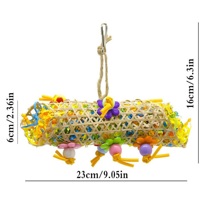 3pcs Bird Toy Parrot Gnawing Supplies Utensils Brushed Rattan Ball Grass Wooden Toys - Imagen 2