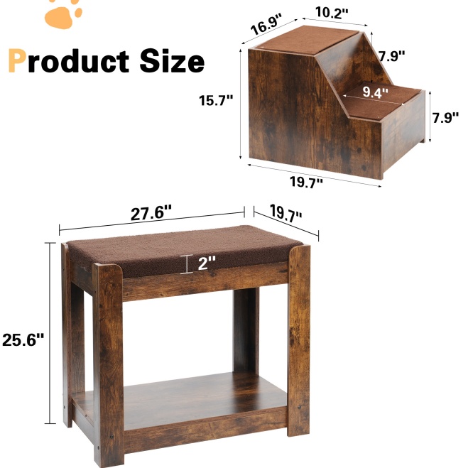 Pet Bunk Bed With Removable Step For Dogs And Cats, Multi-Level Bed Window Perch Seat Platform With Cushion And Cat Scratch Pad, Indoor Use - Imagen 3