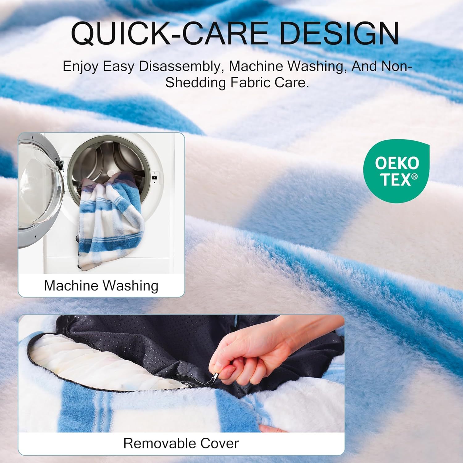 MEWOOFUN Plush Round Cat Bed For Indoor Cats - Calming Washable Pet Bed With Non-Slip Bottom, Soft Fluffy Dog Bed For Puppy & Kitten, 23 Inch Blue Striped - Imagen 7