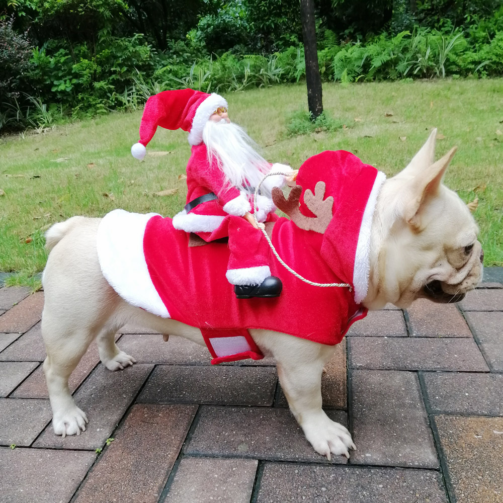 Dog Christmas Clothes Santa Claus Riding Deer - Imagen 4