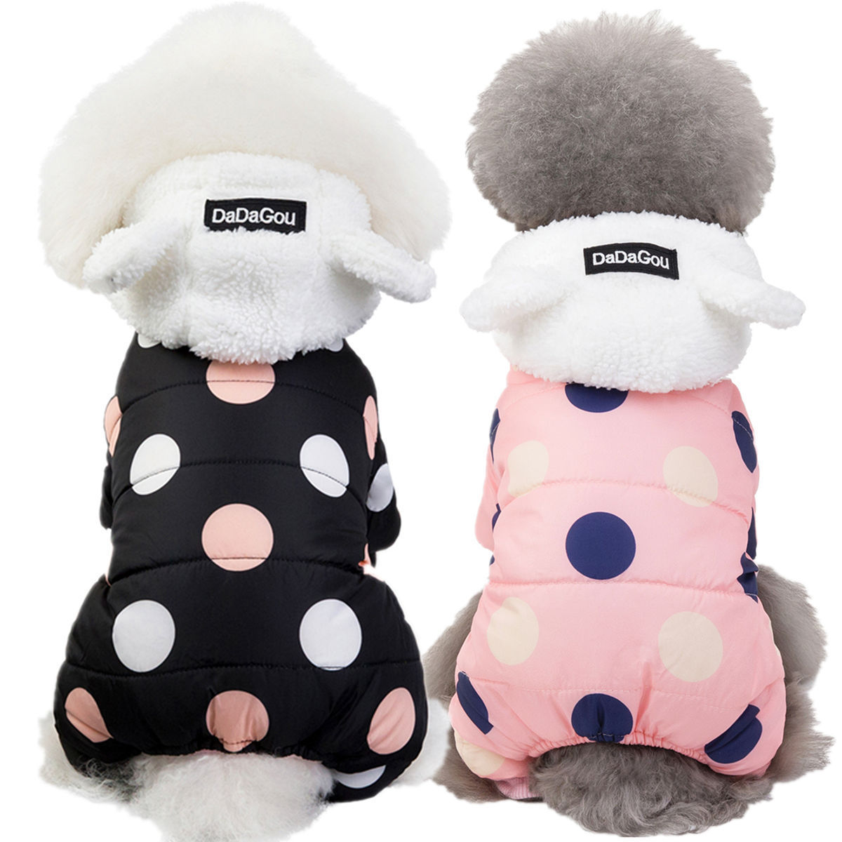 Warm big polka dot four-leg cotton coat - Imagen 6