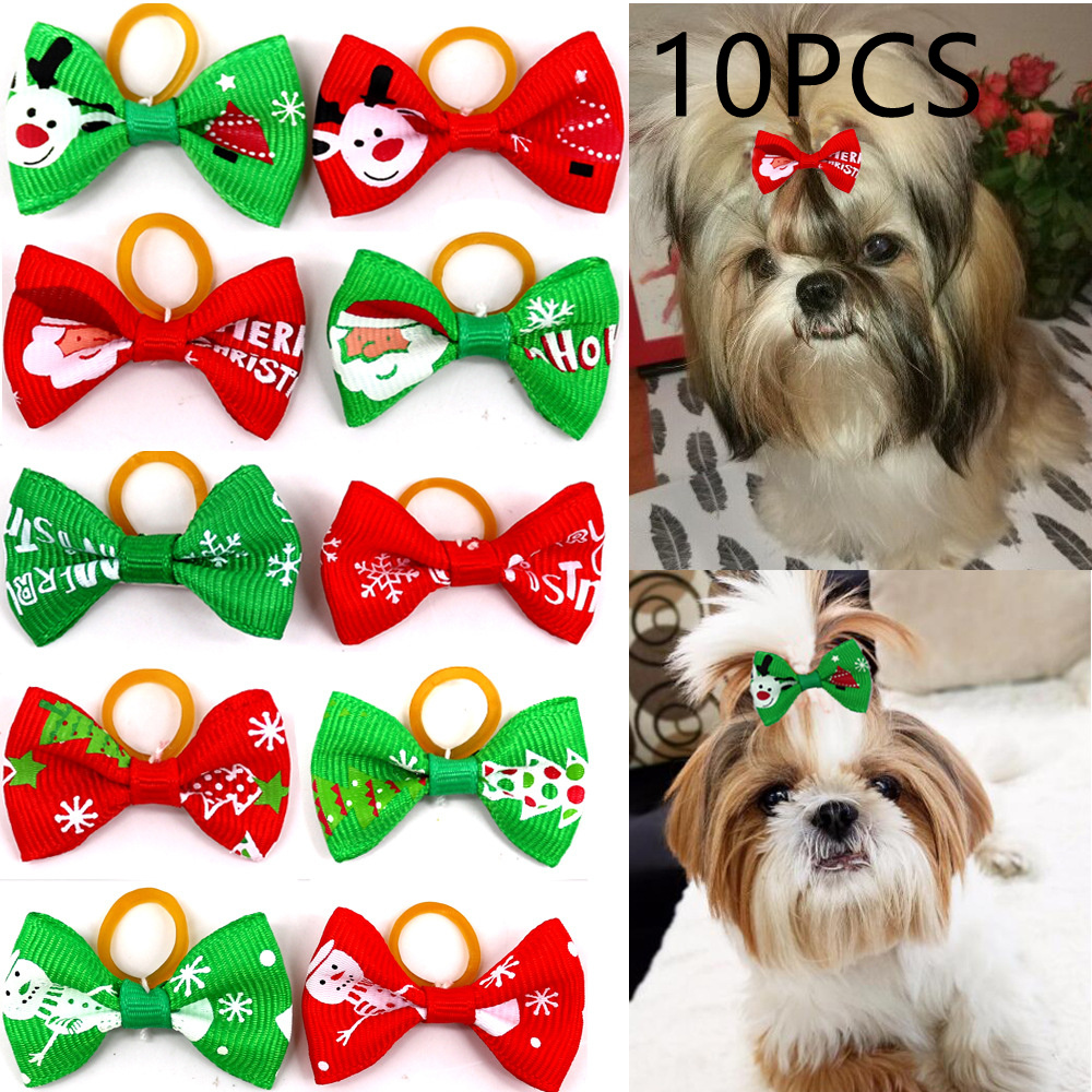 Christmas mascota Head Flower perro gato gato Bow Santa Claus - Imagen 2