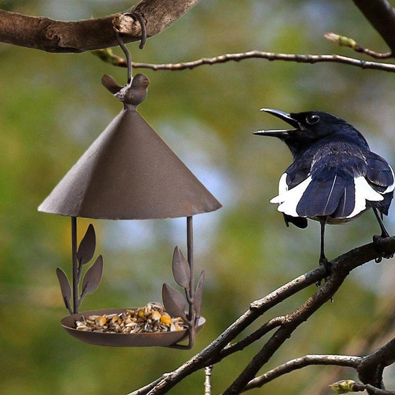 American made old wrought iron bird feeder - Imagen 4