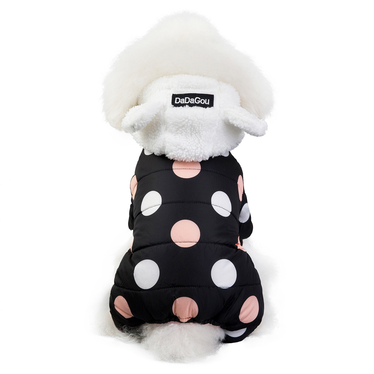 Warm big polka dot four-leg cotton coat - Imagen 9