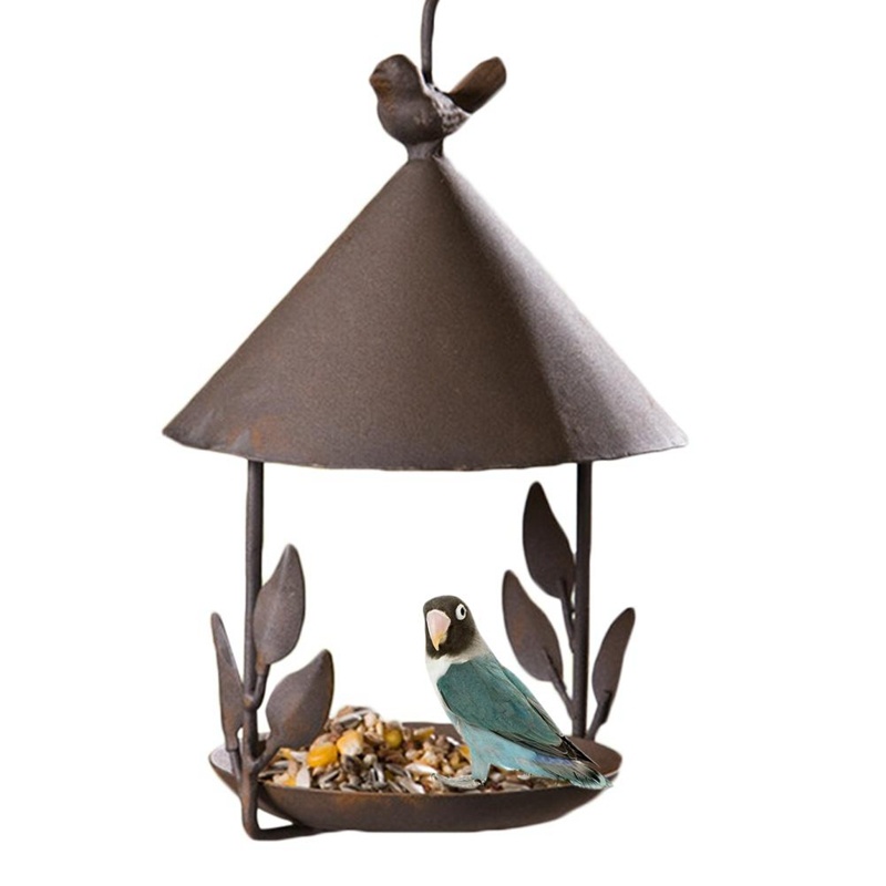 American made old wrought iron bird feeder - Imagen 3