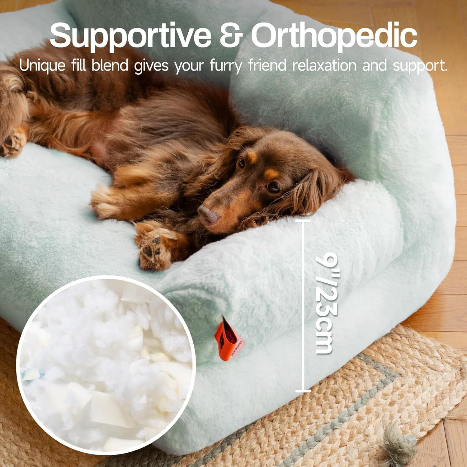 MEWOOFUN Plush Cat Bed For Indoor Cats - Washable 26x19x13 Inch Pet Couch With Non-Slip Bottom, Fluffy Small Dog Bed For Puppies & Kittens, Blue - Imagen 6