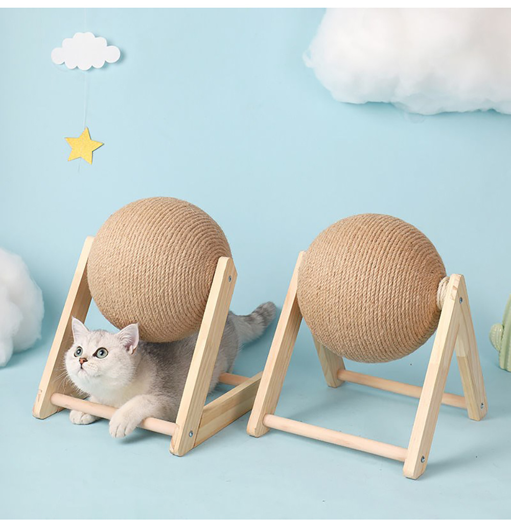 Juguete vertical para gatos con bola de sisal - Imagen 3