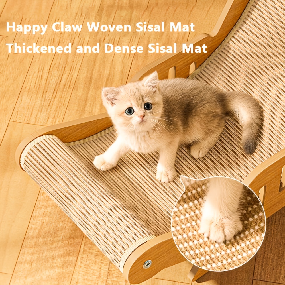 Natural Wood Durable Sisal Cat Hammock With Scratching Board - Multifunctional Indoor Cat Furniture, Ergonomic Lounger For Rest And Play, Scratch-Resistant And Wear-Resistant - Imagen 7
