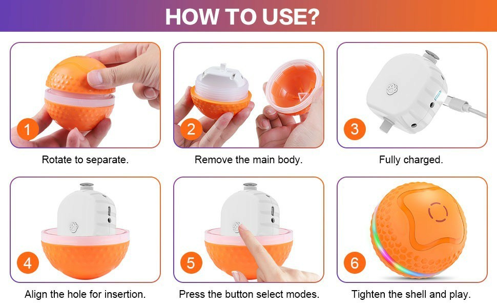 Juguete Interactivo para Perros – Pelota Automática con Movimiento y Luz LED - Imagen 2