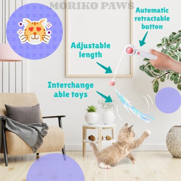 Juguete retráctil con láser para gatos – Varita con pelota interactiva - Imagen 7