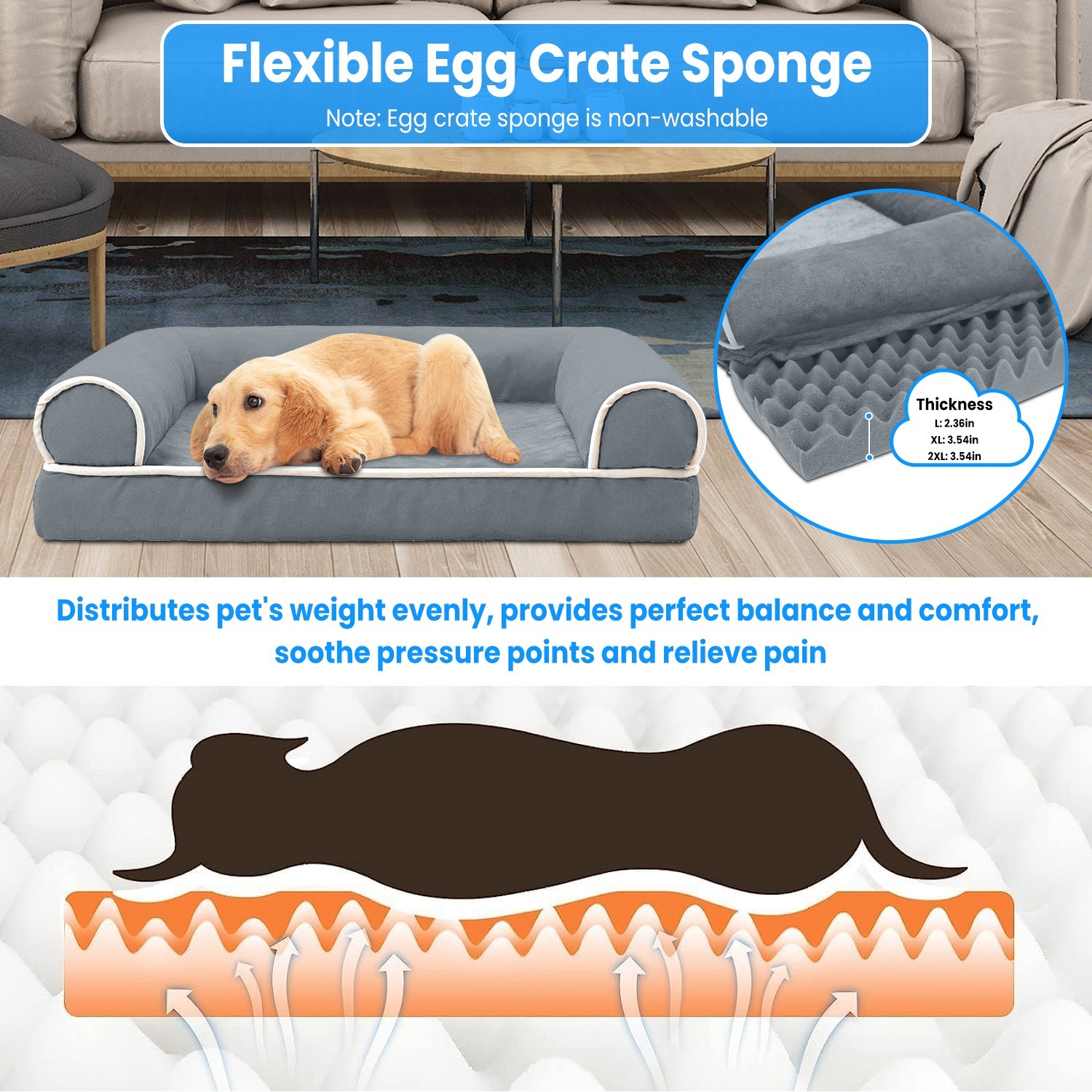 1Pc Dog Bed Pet Bed Sofa Dog Couch Pet Cushion Carpet Mattress With Washable And Removable Cover For Medium Large Dogs - Imagen 5