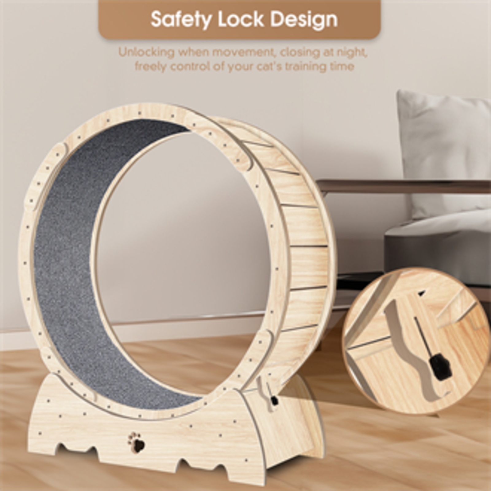 Cat Exercise Wheel For Indoor Cats, Running Wheel With Carpeted Runway - Imagen 2