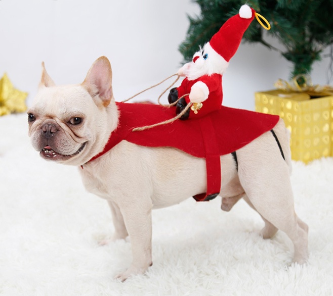 Dog Christmas Clothes Santa Claus Riding Deer - Imagen 9