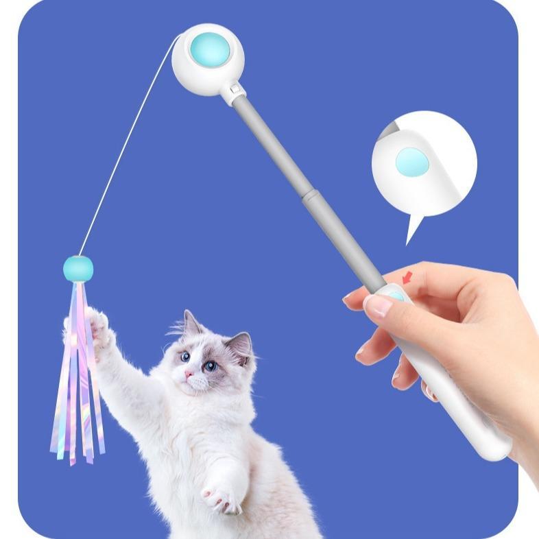Juguete retráctil con láser para gatos – Varita con pelota interactiva - Imagen 3