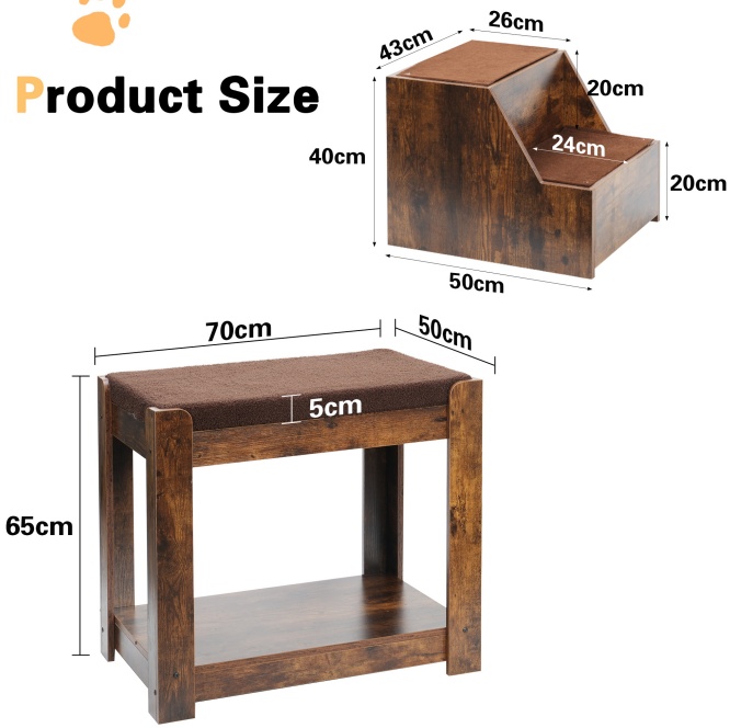 Pet Bunk Bed With Removable Step For Dogs And Cats, Multi-Level Bed Window Perch Seat Platform With Cushion And Cat Scratch Pad, Indoor Use - Imagen 2