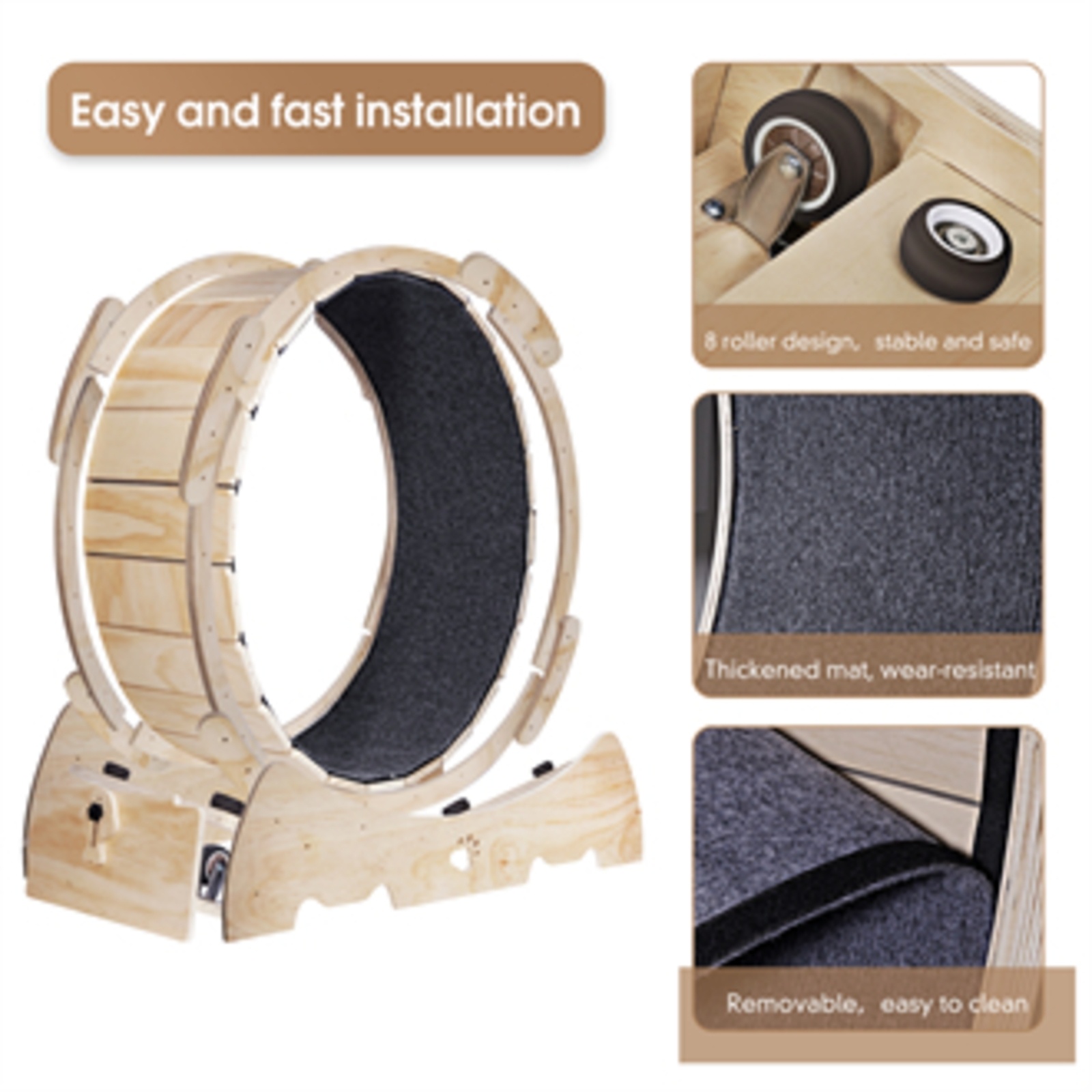 Cat Exercise Wheel For Indoor Cats, Running Wheel With Carpeted Runway - Imagen 4