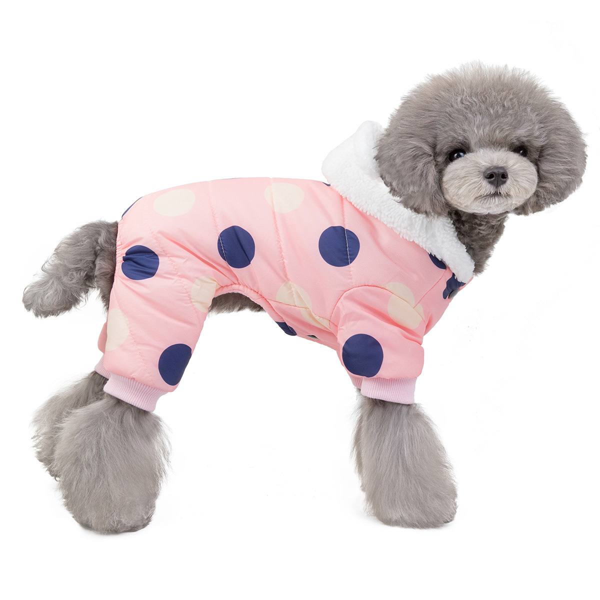 Warm big polka dot four-leg cotton coat - Imagen 3
