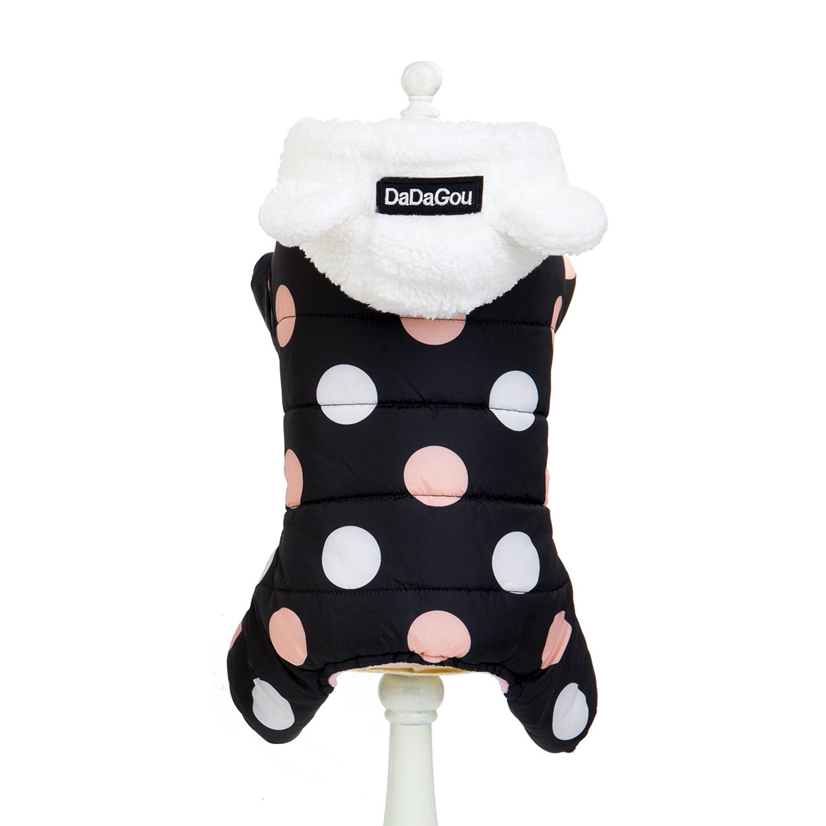 Warm big polka dot four-leg cotton coat - Imagen 4