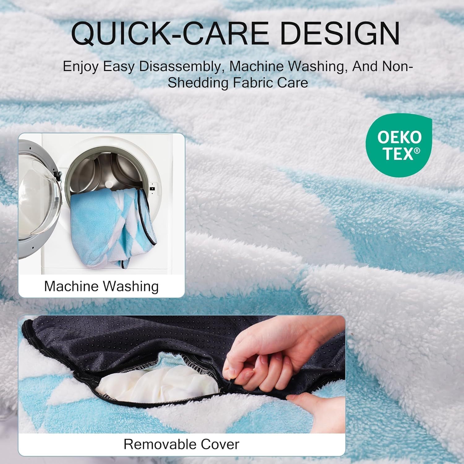 MEWOOFUN Donut Cat Bed For Indoor Cats - Round Washable Plush Pet Bed With Jacquard Shaggy Fabric & Non-Slip Bottom, Calming Small Dog Bed For Puppy & Kitten, 23 Inch Blue Check - Imagen 6