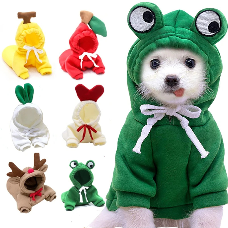 Cute Fruit Dog Clothes For Small Dogs Hoodies Winter Warm Fleece Pet Clothing Puppy Cat Costume Coat For French Chihuahua Outfit - Imagen 2