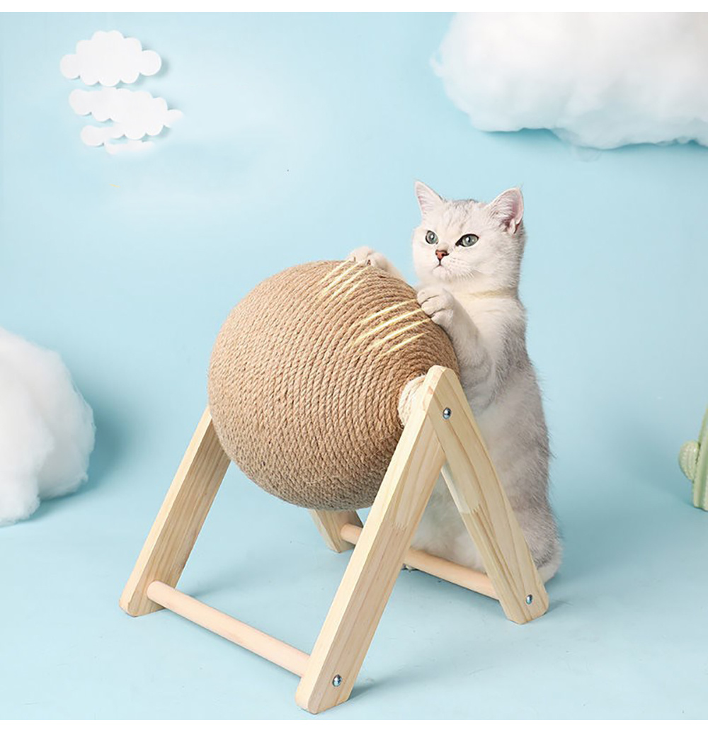 Juguete vertical para gatos con bola de sisal - Imagen 2