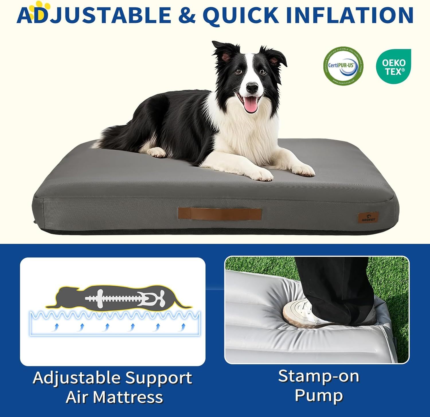 Medium Dog Outdoor Removable And Washable Inflatable Waterproof And Non-slip Dog Bed Summer Pet Travel Mat - Imagen 8