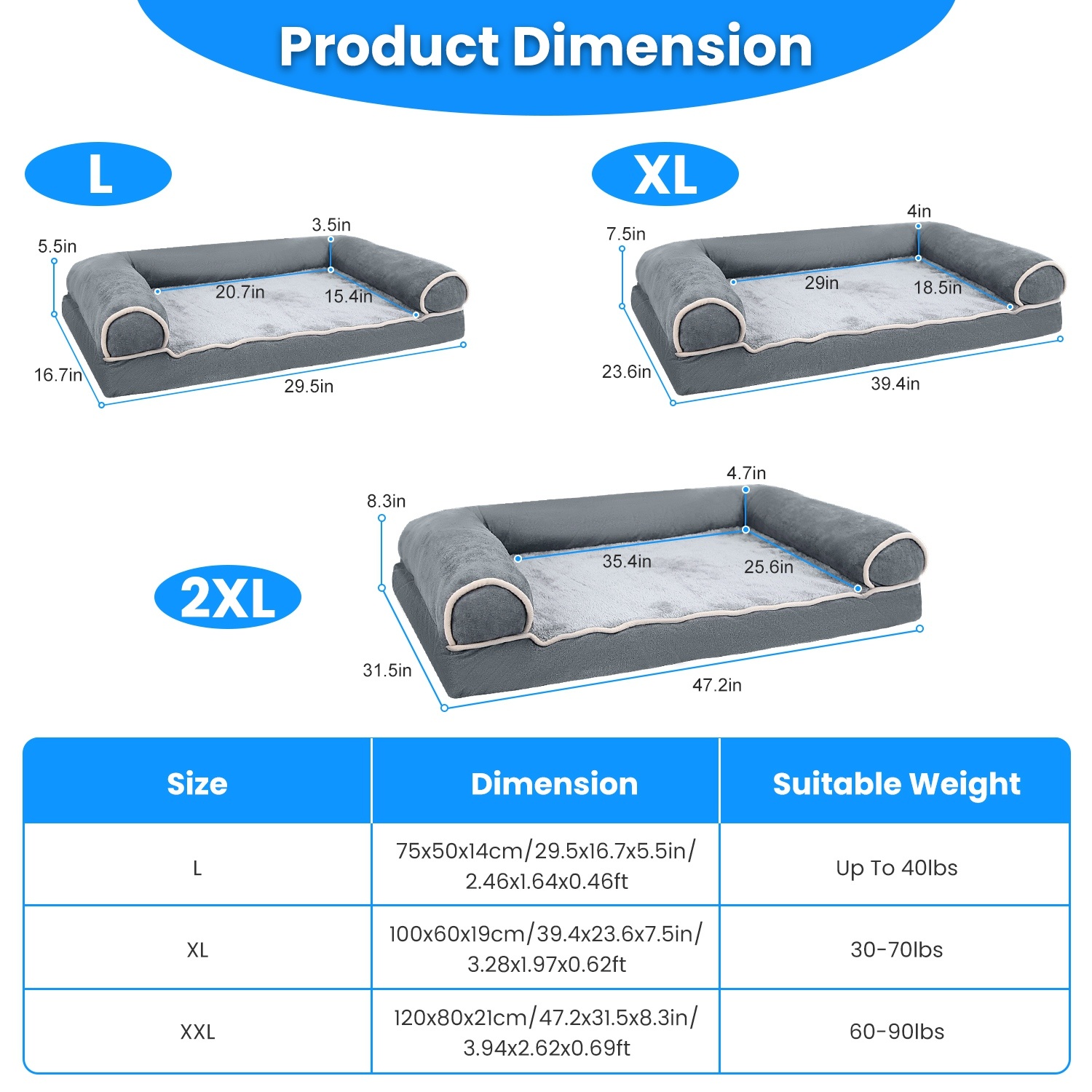 1Pc Dog Bed Pet Bed Sofa Dog Couch Pet Cushion Carpet Mattress With Washable And Removable Cover For Medium Large Dogs - Imagen 2