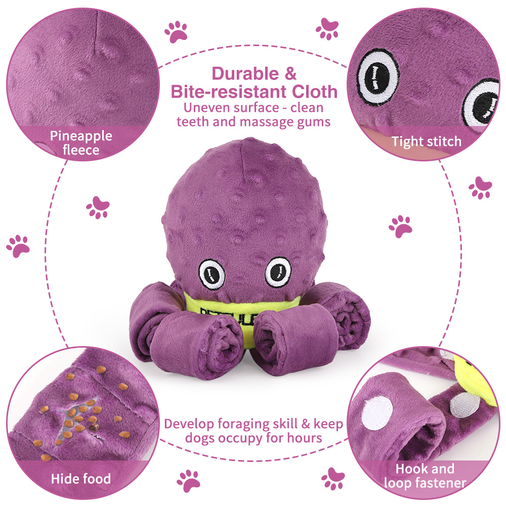 Dog Snuffle Toy Dog Plush Octopus Toys, Dog Puzzle Games Interactive Puppy Toys Chew Toys Slow Feeding Games - Imagen 7