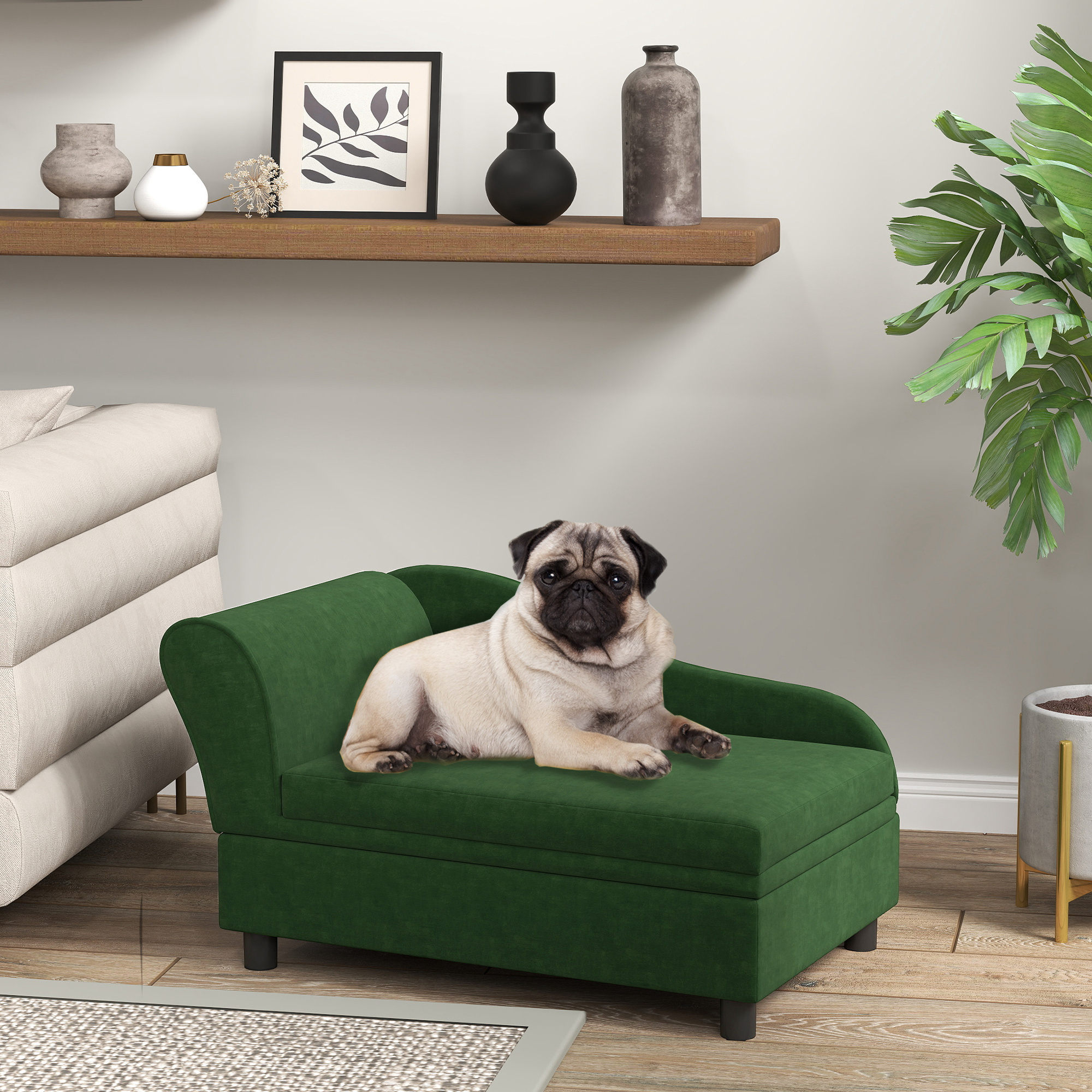 Pet Sofa Bed Couch With Storage, Pet Sofa For Cats And Small Dogs, Green - Imagen 6