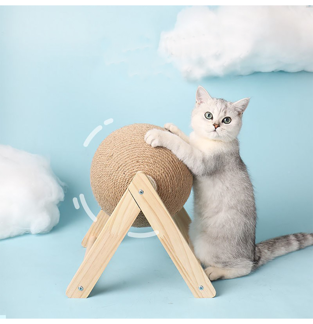 Juguete vertical para gatos con bola de sisal - Imagen 6