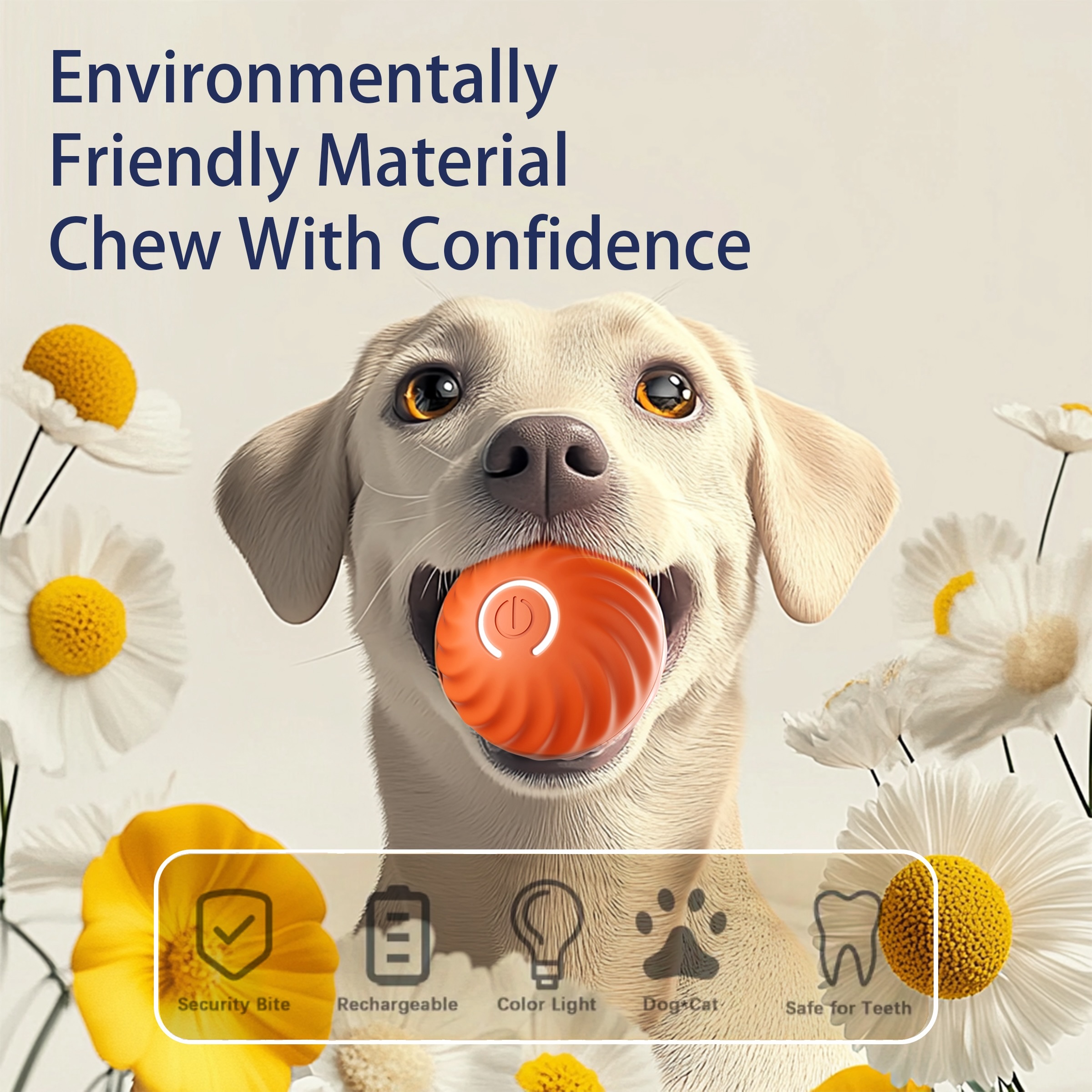 Interactive Bouncing Ball For Dogs,Automatic Smart Toy, Self-moving Rotating Stimulating Pet Entertainment, Noise-Reducing Urchin Cover,USB Rechargeable Dog Toy, Dog Electric Interactive Toy - Imagen 4