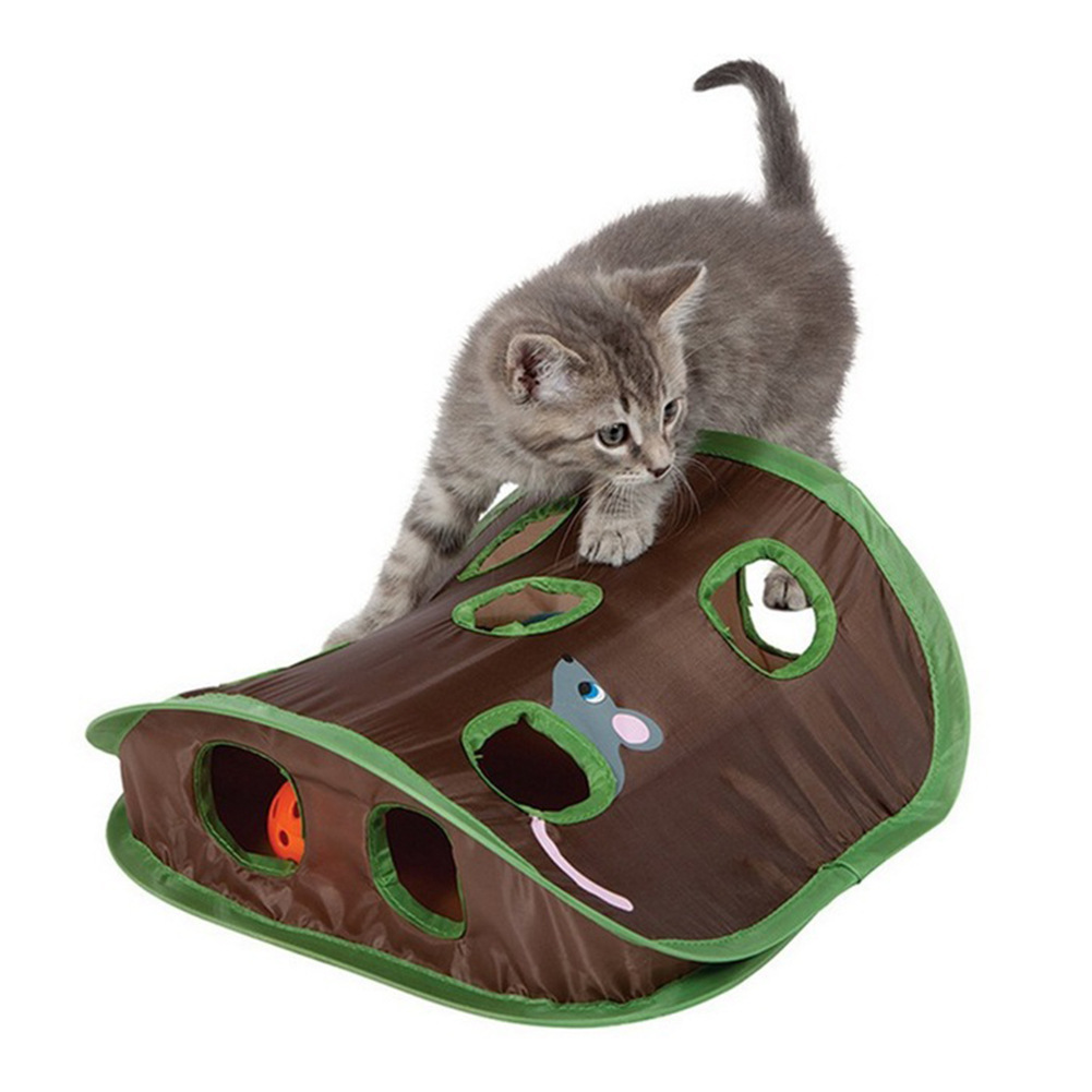 Cute Pet Cat Interactive Hide Seek Game 9 Holes Tunnel Mouse Hunt Intelligence Toy Pet Hidden Hole Kitten Foldable Toys - Imagen 4