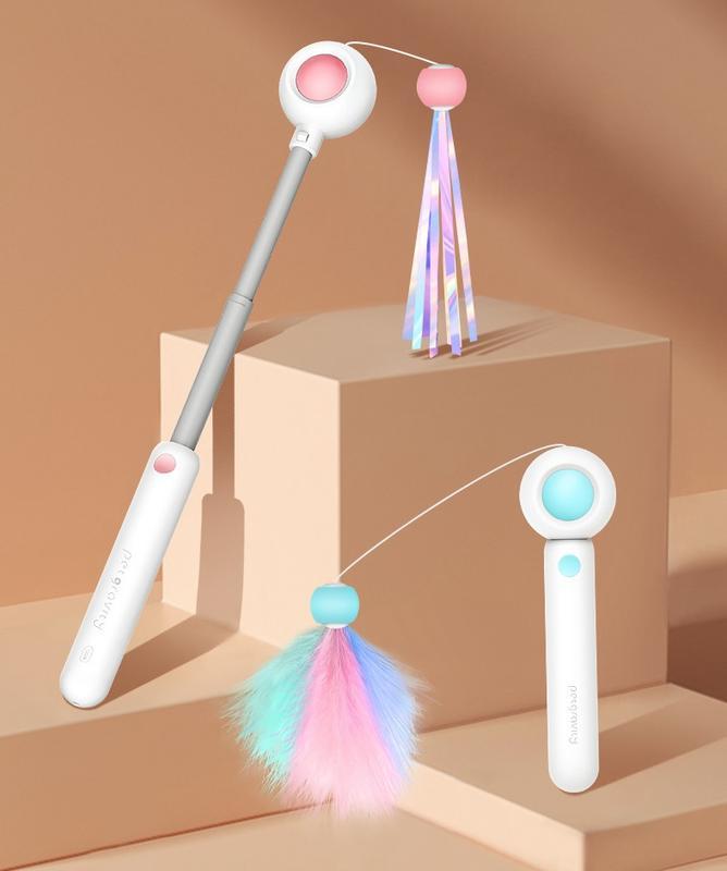 Juguete retráctil con láser para gatos – Varita con pelota interactiva - Imagen 2