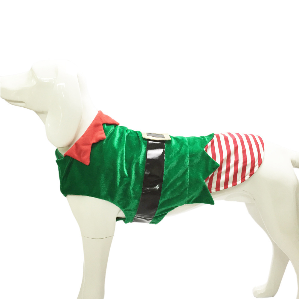 Fashion Christmas Clothes Green Elf Pet Dog Christmas Costume - Imagen 4