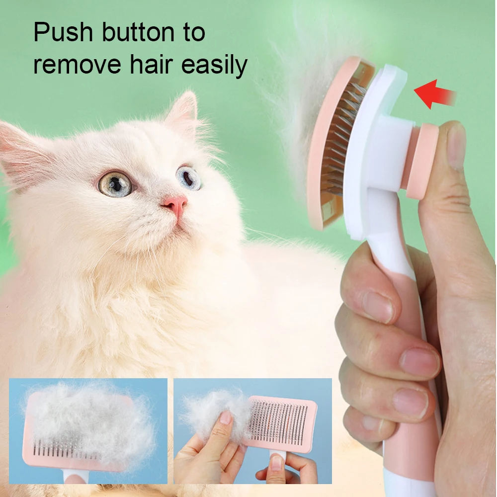 Self Cleaning Slicker Brush For Dogs, Cats Pets-One Click Cleaning Function-Gentle Effective Cat, Pet Dog Hair Remover-Dog Grooming Accessories For Small, Medium Large Dogs - Imagen 2