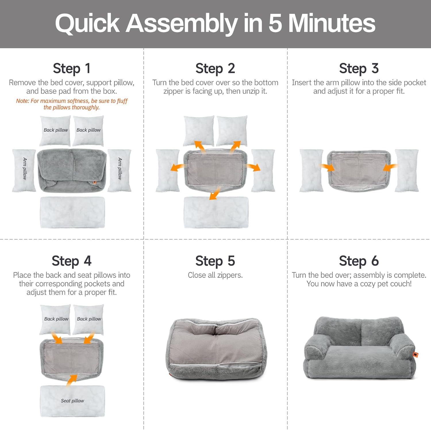 MEWOOFUN Plush Cat Bed For Indoor Cats - Washable 26x19x13 Inch Pet Couch With Non-Slip Bottom, Fluffy Small Dog Bed For Puppies & Kittens, Blue - Imagen 9