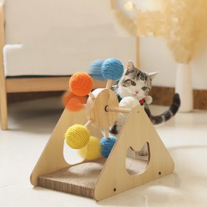 Rascador para Gatos con Mesa Giratoria de Madera Maciza