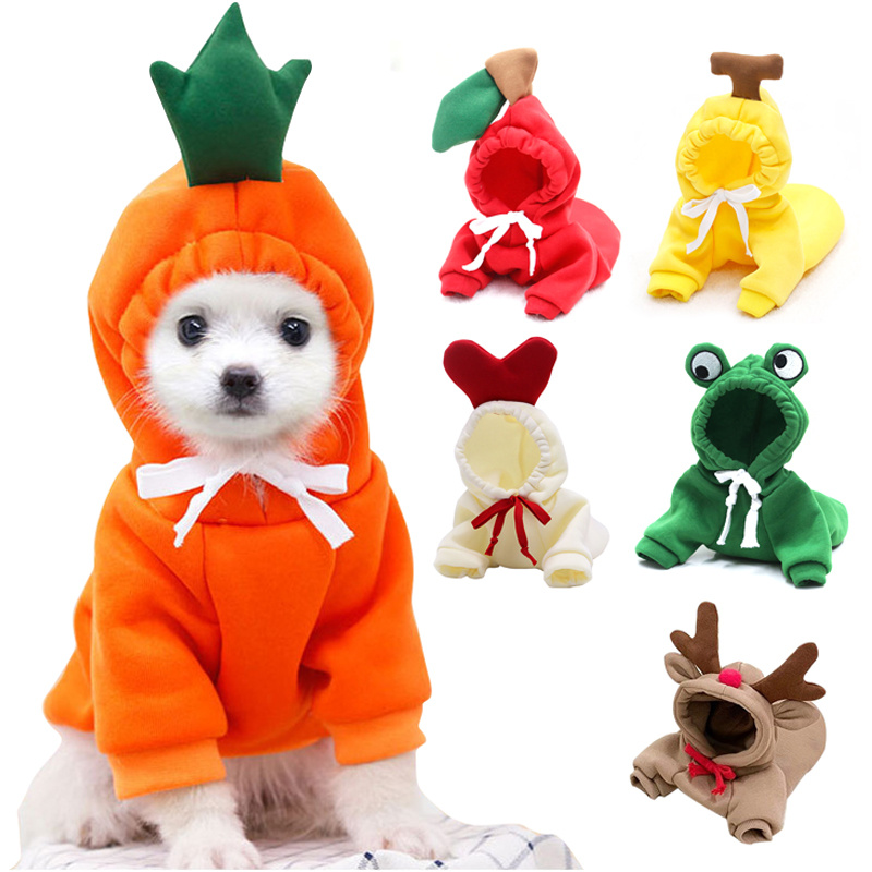 Cute Fruit Dog Clothes For Small Dogs Hoodies Winter Warm Fleece Pet Clothing Puppy Cat Costume Coat For French Chihuahua Outfit - Imagen 3