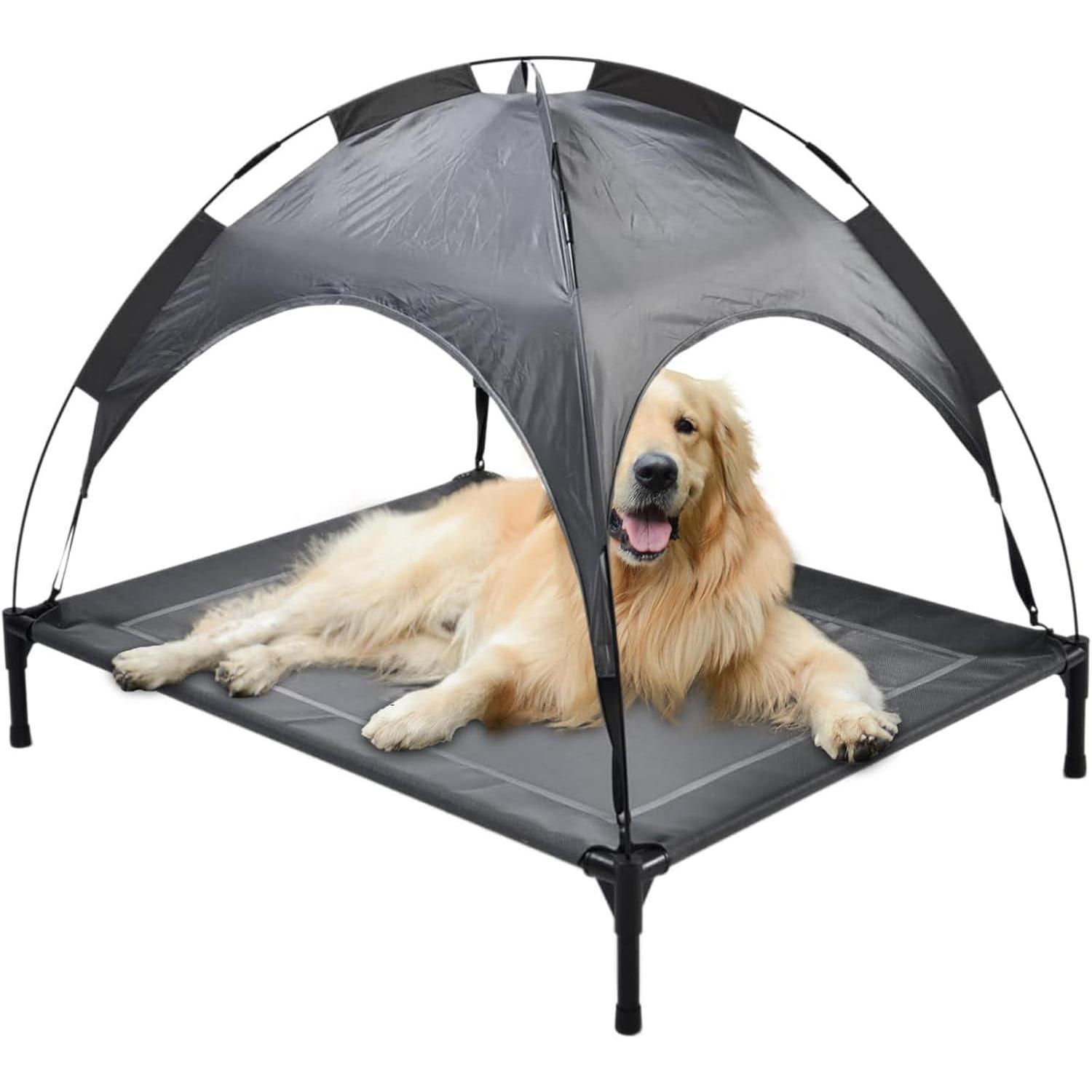 Outdoor Portable Grey Pet Dog Bed With Awning - Imagen 6